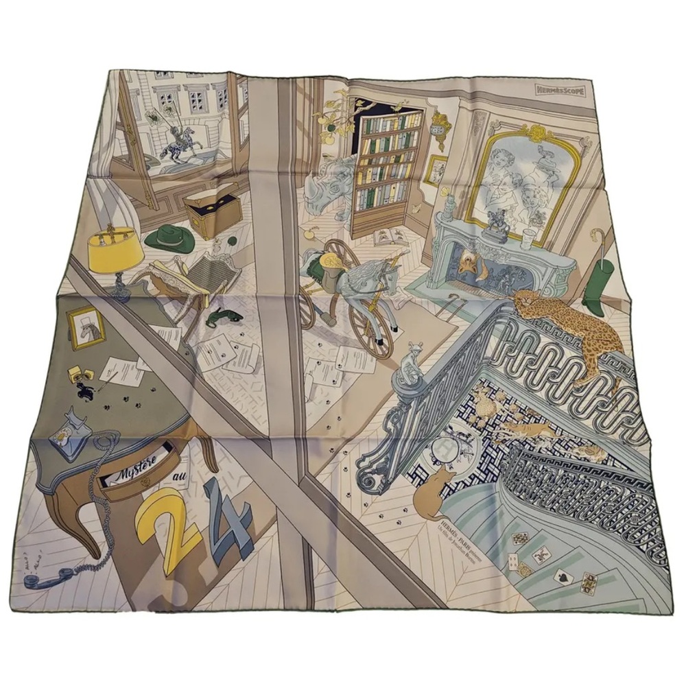 New! Hermes Silk scarf Mystere au 24 size 90cm